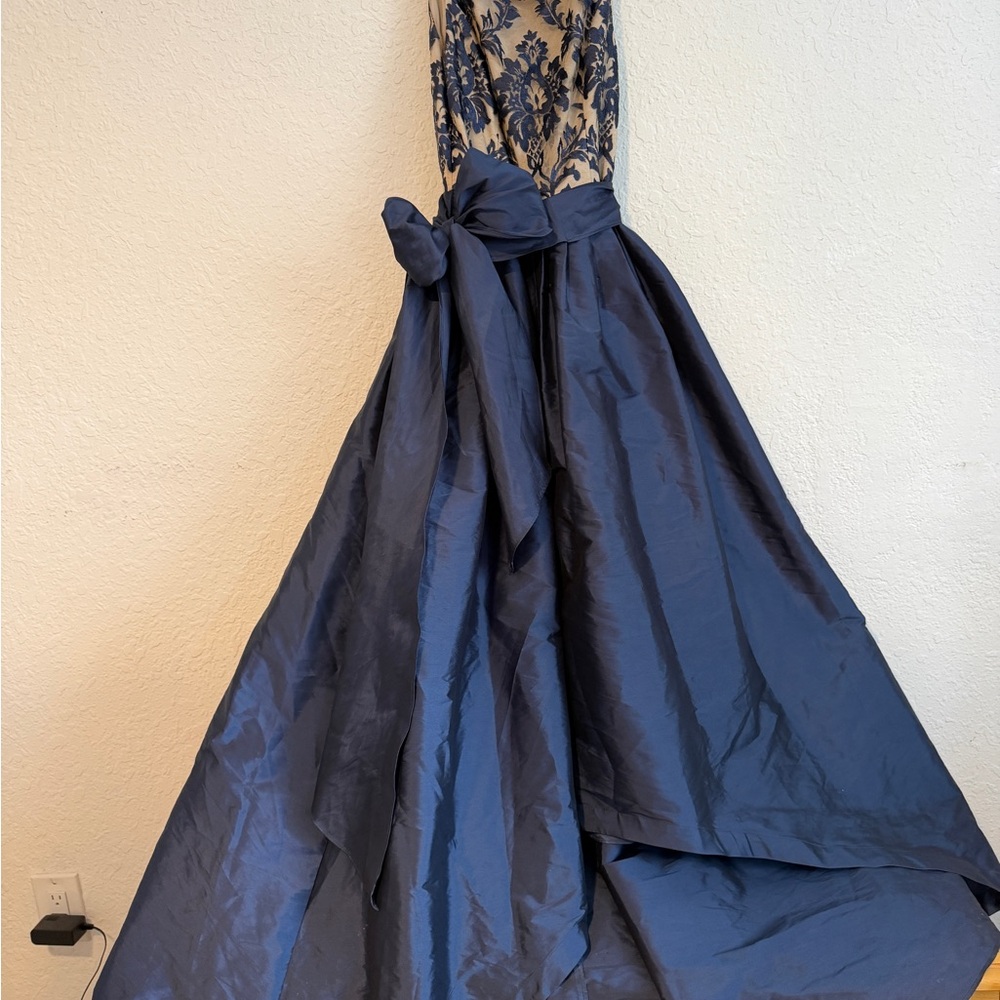 Adrianna Papell Midnight Blue and Ivory Dress